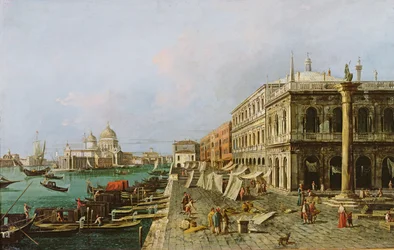 View of the Molo in Front of Palazzo della Zecca, with Santa Maria della Salute in the Background, Venice